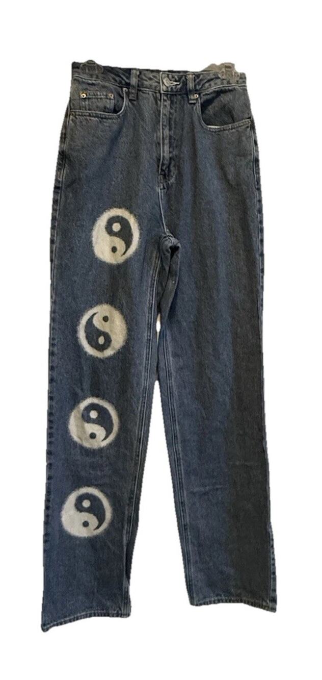 PacSun Eco Yin Yang Jeans Womens 26 High Rise Boyfriend Baggy Denim 90s Y2K